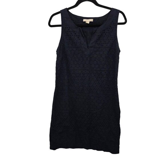 Banana Republic Womens  Navy Blue Eyelet Sleeveless Shift Dress Size 8 - Picture 1 of 8